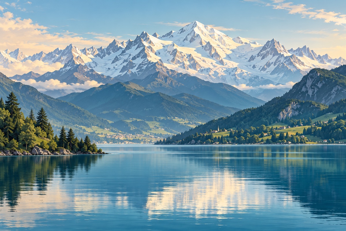 Illustration éditoriale du massif du Mont Blanc pour la région Auvergne-Rhône-Alpes