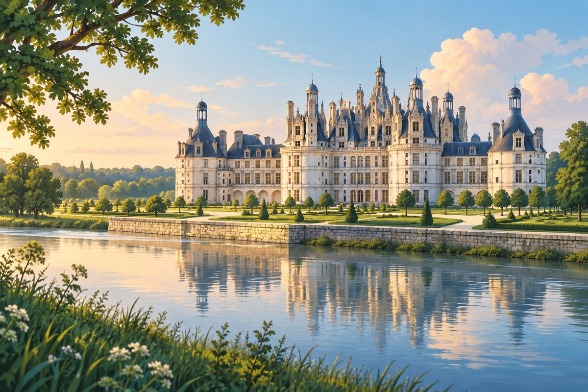 Illustration éditoriale du château de Chambord, dans le Centre-Val de Loire