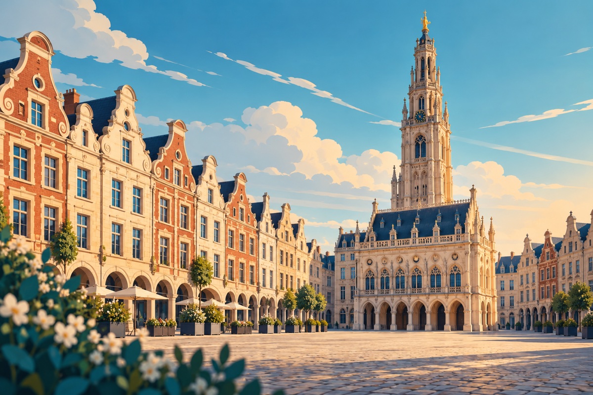 Illustration éditoriale du beffroi d’Arras, dans les Hauts-de-France