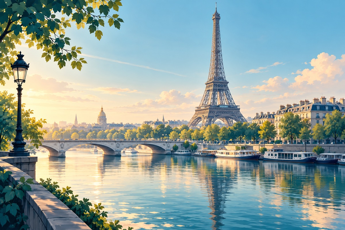 Illustration éditoriale de la tour Eiffel en Île-de-France